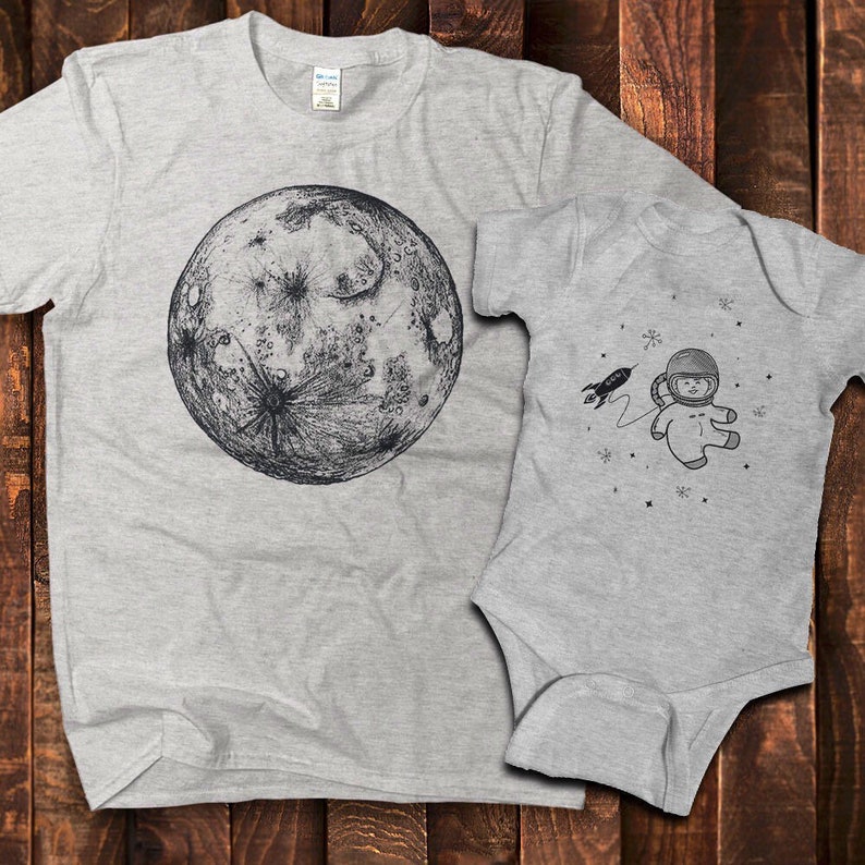 Astronaut and Moon Shirt, Dad and Baby Matching Shirts, Father Daughter, Father and Son, Space Gifts for Dad, Space Shirts, Gift for Husband 