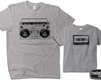 Matching Shirts for Dad and Baby, Boom box radio and Cassette tape, Father Son Matching Shirts, Father Daughter, Fathers Day gift for Dad