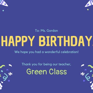 Dunkelblau und Gelb Happy Birthday CUSTOMIZABLE Canva Template - Kartengeschenk für Ihre Lieblingsperson, Lehrer, College, etc