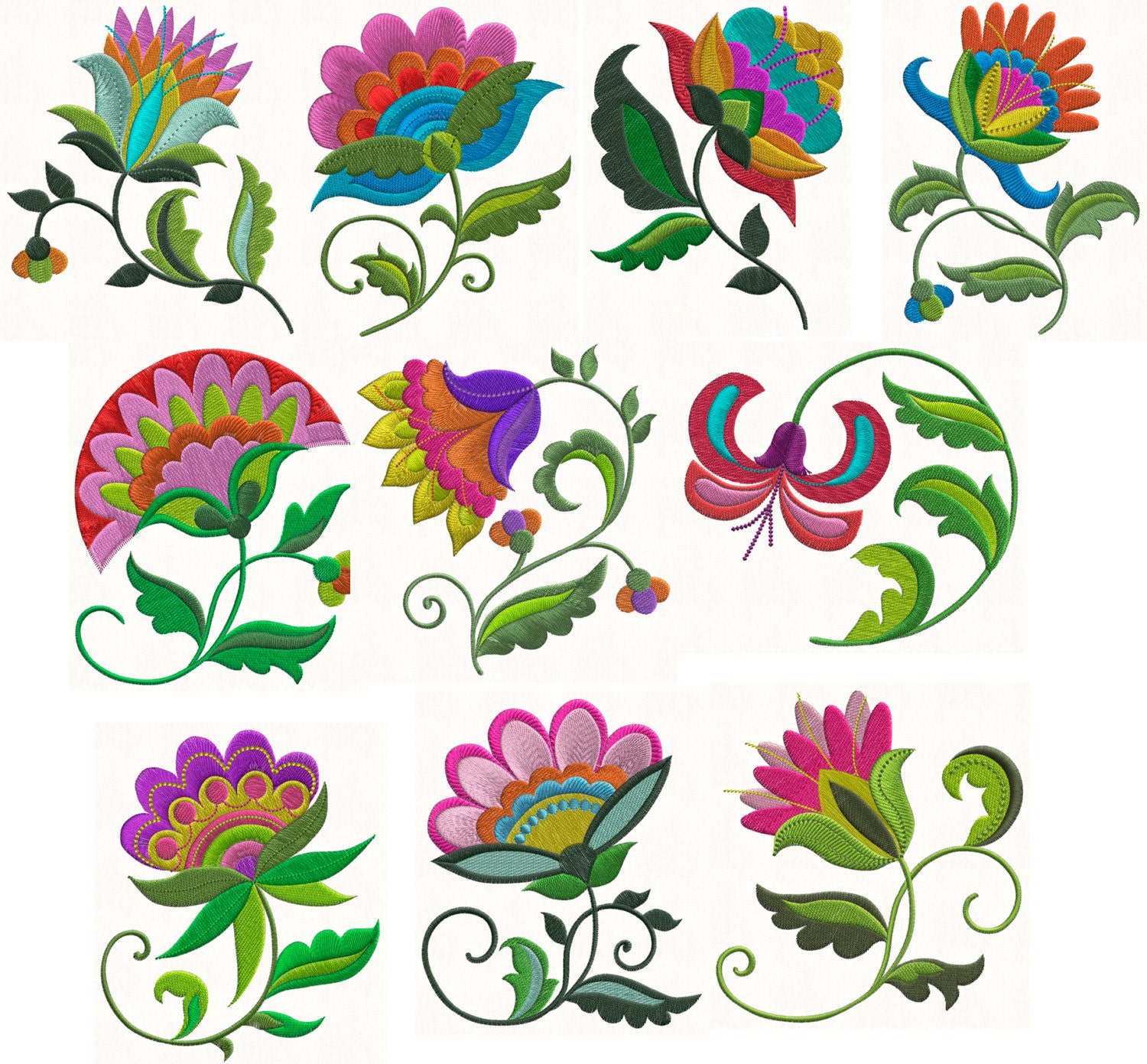 Spring Jacobean Machine Embroidery Designs 10 Designs for the Etsy