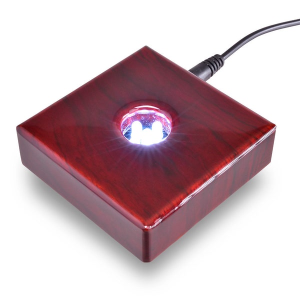 Santa Cruz Lights 5 LED Cherry Wood White Light Stand Base for Crystals - AC Powered