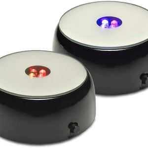 Santa Cruz Lights Color-Changing LED Crystal Round Display Base w/Mirror Top - 3 Inch Lighted Display Stand - Round Colored Light Base