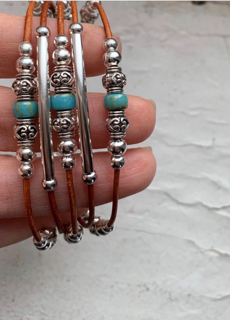 Boho Bracelet Bohemian Jewelry Beaded Leather Bracelet - Etsy