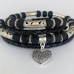 Boho bracelet/Women&#39;s leather bracelet/Beaded leather bracelet/Bohemian jewelry/Silver bracelet for women /Fashion jewelry