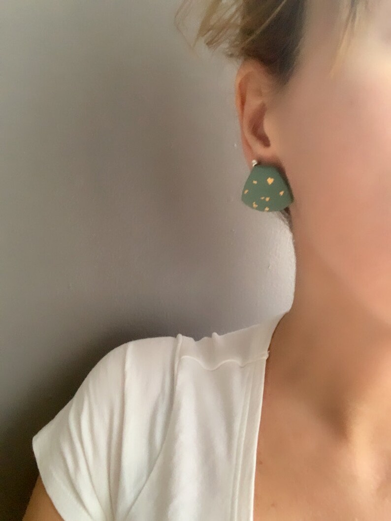 Polymer clay earrings Clay stud earrings Modern earrings Handmade earrings Statement earring Lightweight earrings