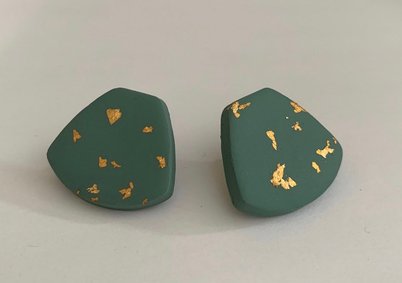 Polymer clay earrings Clay stud earrings Modern earrings Handmade earrings Statement earring Lightweight earrings