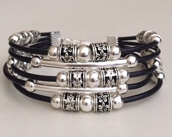 Bracelet for woman , Leather bracelet, Boho bracelet, Womens leather bracelet, Bohemian jewelry, Fashion jewelry, Beaded bracelets