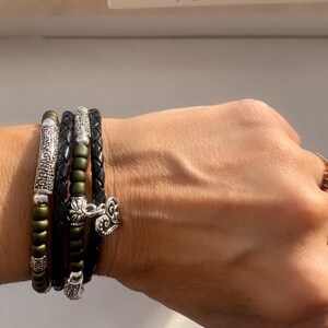 Boho bracelet, Beaded leather bracelet, Wrap bracelet, Bohemian jewelry, Charm bracelet, Bracelet for women, Bild 2