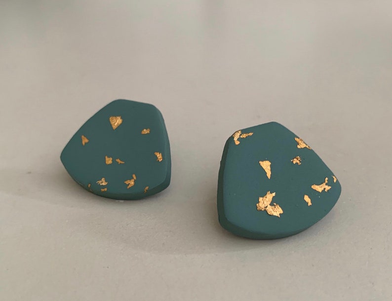 Polymer clay earrings Clay stud earrings Modern earrings Handmade earrings Statement earring Lightweight earrings