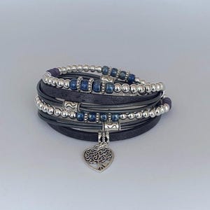 Pulsera para mujer, Pulsera boho, Joyas boho, Pulsera de cuentas, Pulsera envolvente, Joyas de moda, Pulsera de cuero para mujer, Regalo