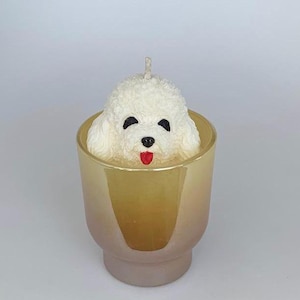 Dog candle | Housewarming | Maltese dog | Pet candle | Coconut Soy Wax Candle | Home Decor | Gift | Dog lover gift idea | Iridescent candle