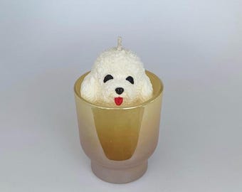 Dog candle | Housewarming | Maltese dog | Pet candle | Coconut Soy Wax Candle | Home Decor | Gift | Dog lover gift idea | Iridescent candle