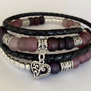 Bracelet for women/Boho bracelet/Women&#39;s leather bracelet/Beaded leather bracelet/Bracelets/Silver bracelet for women/Gift for her/Beaded