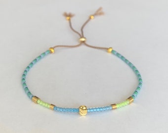 Minimalist seed bead bracelets, Adjustable bracelet, Tiny beaded bracelets, Thin beaded bracelet, Cord bracelet