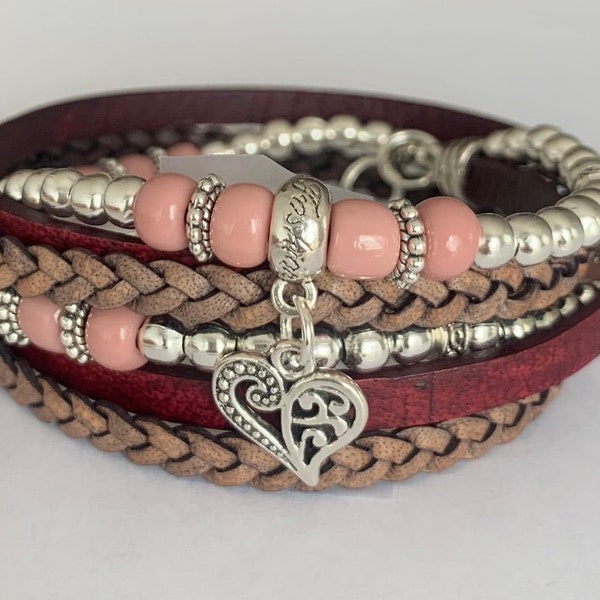 Boho bracelet, Boho bracelet for women, Leather wrap bracelet,  Silver bracelet for women, Women’s leather bracelet, Beaded bracelet