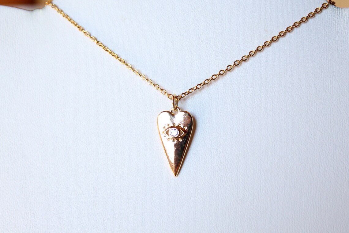 Fine gold necklace golden eye pendant with fine gold Etsy