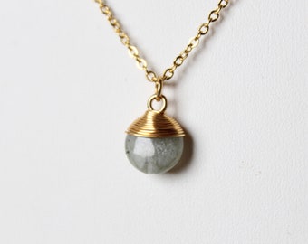 Collier pendentif pierre labradorite, pierre naturelle, chaîne acier inoxydable, fait main, bijou minimaliste, idée cadeau