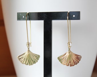 boucles d'oreilles feuille de ginkgo dorée, idée cadeau, mariage, anniversaire