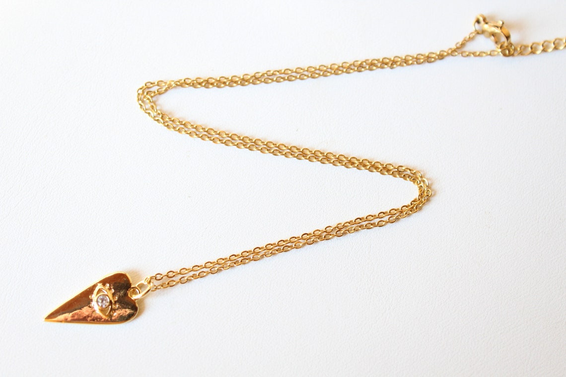 Fine gold necklace golden eye pendant with fine gold Etsy