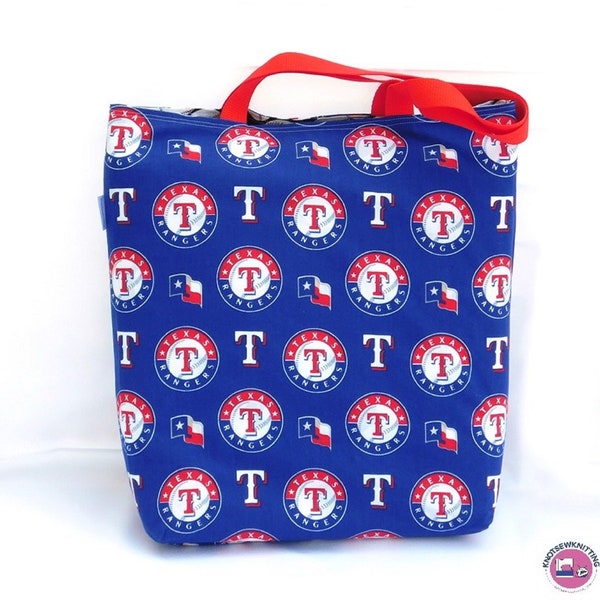 Texas Rangers Baseball Lined Reversible Reusable Tote Grocery Shopping Project Craft Book Beach Gift Bag Washable Sturdy Free Shipping