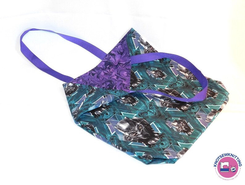 Black Panther Reversible Reusable Tote Grocery Project Book Gift Bag