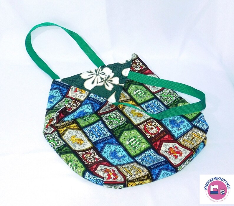 Harry Potter Hogwarts Hufflepuff Slytheran Tote Project Grocery Craft Reusable Reversible Bag