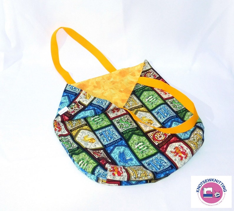 Harry Potter Hogwarts Hufflepuff Slytheran Tote Project Grocery Craft Reusable Reversible Bag