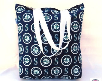 Seattle Mariners Baseball Tote Bag: Lined Reversible Grocery Bag