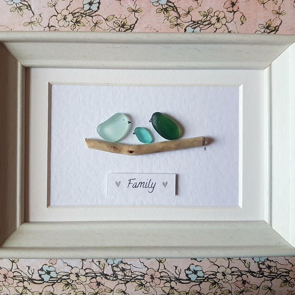 Customised Seaglass Art, Gift for Mum, Personalised Seaglass Art, Wall Art, Unique Home Decor, Couple, Gift For The Family, Beach Decor