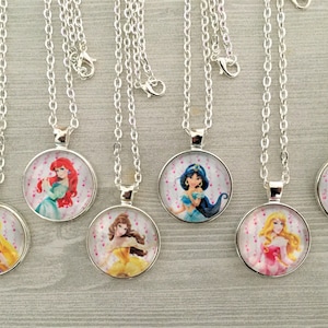 Necklace,Rapunzel,Ariel,Belle,Jasmine,Sleeping Beauty,Cinderella,Photo Shoot,Silver Necklace,Gift,Birthday,Pendant,Princess,18 Inch Necklace