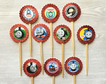 Thomas the Train Cupcake Toppers,Thomas the Train,Cupcake Toppers,Birthday,Set of 10,Thomas the Train Birthday Party,Gift,Double Sided