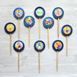 The Backyardigans Cupcake Toppers,Backyardigans,Cupcake Toppers,Birthday,Set of 10,Backyardigans Birthday Party,Handmade,Gift,Double Sided