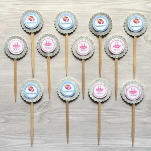 Gender Reveal Cupcake Toppers,Gender Reveal,Cupcake Toppers,Gender Reveal Party,Set of 12,Party Favor,Baby Shower,Handmade,Double Sided