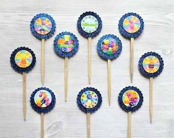 The Backyardigans Cupcake Toppers,Backyardigans,Cupcake Toppers,Birthday,Set of 10,Backyardigans Birthday Party,Handmade,Gift,Double Sided