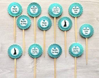 Baby Shower Cupcake Toppers,Newborn Baby Cupcake Toppers,Set of 12,Cupcake Toppers,Baby Shower,Newborn Baby,Gift,Party Favor,Double Sided