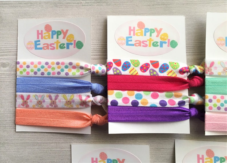 Easter Hair Ties,Knotted Hair Ties,Easter Eggs,Easter Bunnies,Elastic Hair Ties,No Crease Hair Ties,Elastic Bracelets,Ponytail,Party Favor