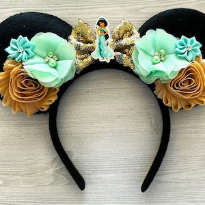 Jasmine Ears,Jasmine Mouse Ears,Mouse Ears,Jasmine,Aladdin,Minnie Mouse Ears,Mickey Mouse Ears,Girls Headband,Minnie Ears,Mickey Ears,Gift