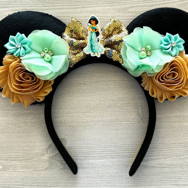 Jasmine Ears,Jasmine Mouse Ears,Mouse Ears,Jasmine,Aladdin,Minnie Mouse Ears,Mickey Mouse Ears,Girls Headband,Minnie Ears,Mickey Ears,Gift