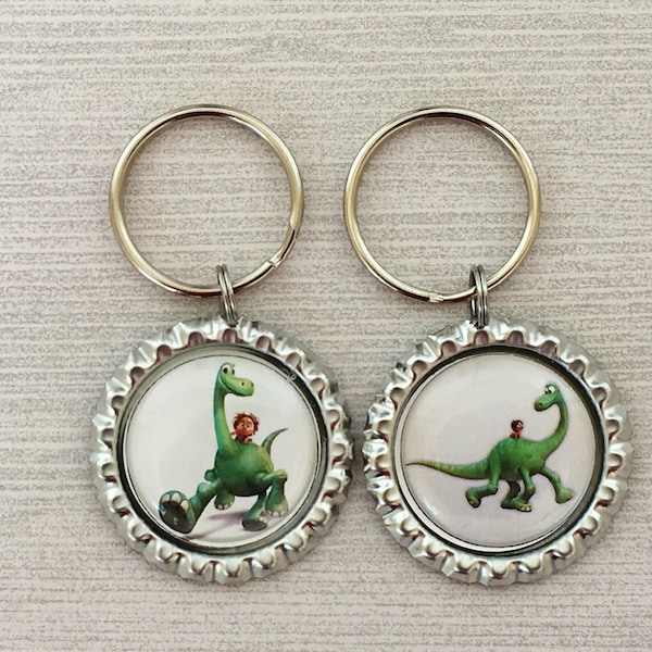 Keychain,Key Ring,Arlo and Spot,The Good Dinosaur,Key Chain,Keyring,Bottlecap,Bottle Cap,Accessories,Bottlecap Keychain,Handmade,Gift