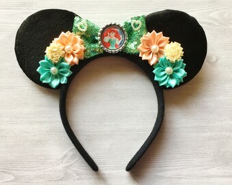 Ariel Ears,Ariel Mouse Ears,Mouse Ears,Ariel,Little Mermaid,Minnie Mouse Ears,Mickey Mouse Ears,Princess,Minnie Ears,Mickey Ears,Gift