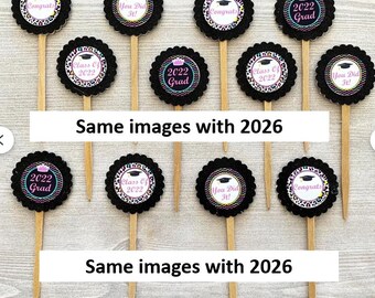 Graduation Cupcake Toppers,Graduation,Cupcake Toppers,Graduation 2026,Class of 2026,2026 Graduate,Set of 12,Graduation Party,Double Sided