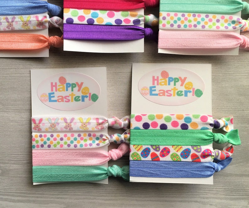Easter Hair Ties,Knotted Hair Ties,Easter Eggs,Easter Bunnies,Elastic Hair Ties,No Crease Hair Ties,Elastic Bracelets,Ponytail,Party Favor