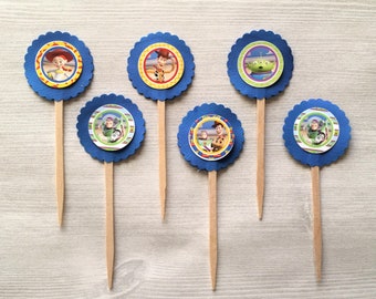 Toy Story Cupcake Toppers,Toy Story,Cupcake Toppers,Buzz Lightyear,Woody,Toy Story Birthday Party,Party Favor,Handmade,Double Sided,Set of 6