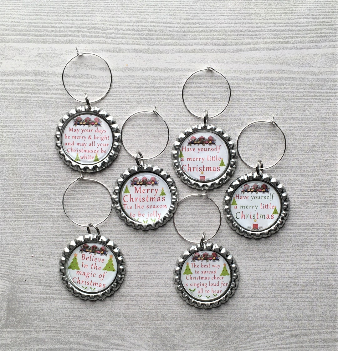 Christmas Wine Charms,christmas,drink Markers,glass Markers,wine Glass
