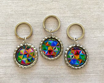 Kaleidoscope Keychain,Kaleidoscope,Keychain,Key Ring,Multicolor,Key Chain,Keyring,Bottle Cap,Accessories,Party Favor,Gift,Handmade,Birthday