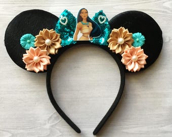 Headband,Mouse Ears,Pocahontas,Minnie Mouse Ears,Mickey Mouse Ears,Girls Headband,Minnie Ears,Mickey Ears,Photo Shoot,Accessories