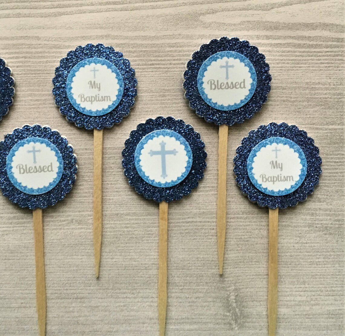 Baptism Cupcake Toppersbaptismcupcake Toppersboys Etsy