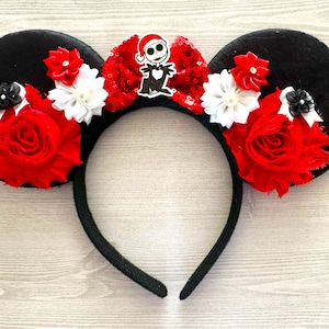 Jack Skellington Ears,Jack Skellington Mouse Ears,Mouse Ears,Jack Skellington,Minnie Mouse Ears,Minnie Mouse Ears,Girls Headband,Gift