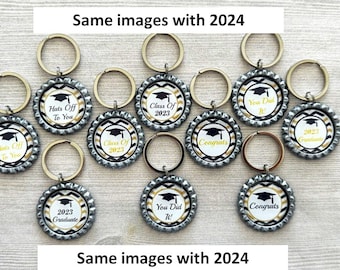 Keychain,Key Ring,Graduation,Graduation 2024,Class of 2024,2024 Graduate,Key Chain,Keyring,Bottle Cap,Gift,Party Favor,Handmade,Set of 10