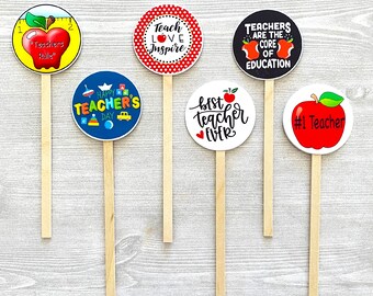 Plant Marker,Plant Stake,Plant Sign,Teacher Plant Marker,Teacher Themed,Teacher,Teacher Gift,Set of 6,Gift,Party Favor,Double Sided,Handmade